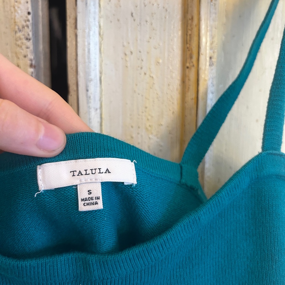 Talula Teal Ribbed Crop Tank - Picture 2 of 4